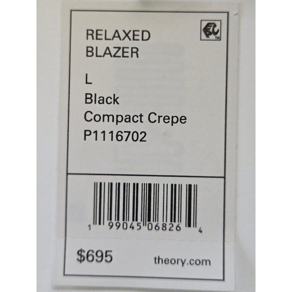 Theory Relaxed Blazer Compact Crepe Womens L Black NWT $695 P1116702 - Picture 8 of 10